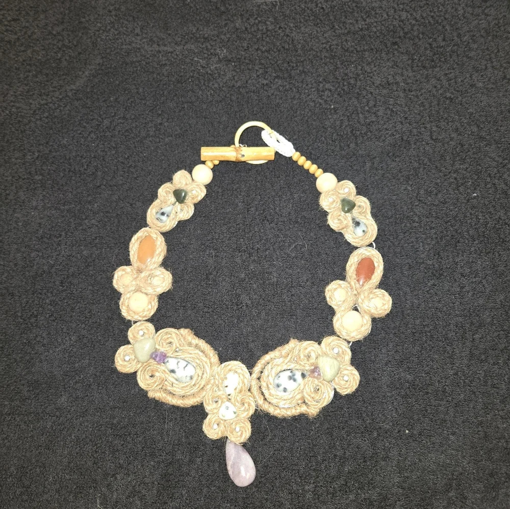 FreePeople Elegant Beige Stone Necklace 20"